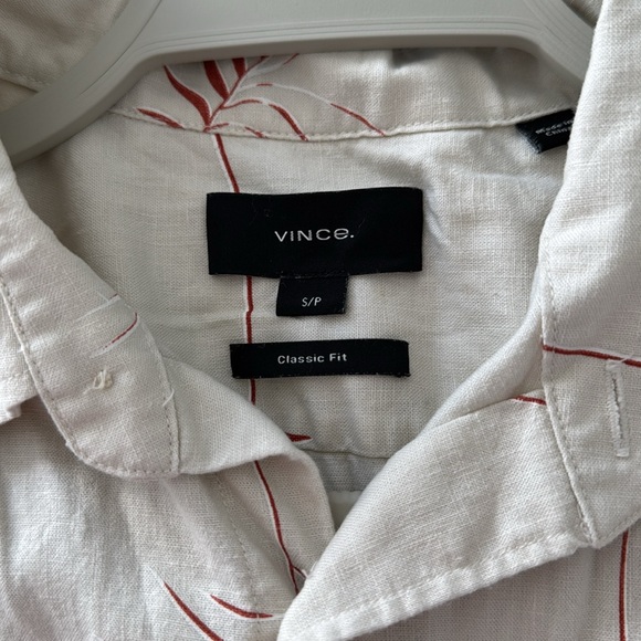 Men's Vince Cream Shirt with Red Pattern - Picture 3 of 3